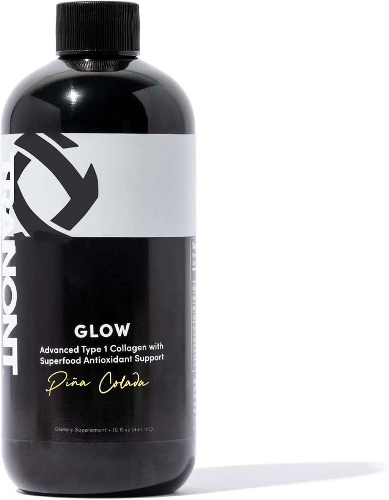 Tranont Glow | Piña Colada | Type 1 Collagen with Superfood Antioxy Support | for Hair, Skin, Nails & Ortaklar | Sıvı Collagen with Hyaluronic Acid & Peptides | 15 Fl Oz Oz