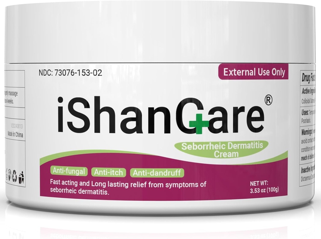 Ishancare Seborrheic Dermatitis Cream, Psoriasis için en güçlü tedavi, Folliculitis, Dermatitis, Dandruff, Hızlı Burma Yardımı, Redness, Irritation, Scaling, 3.53 Oz