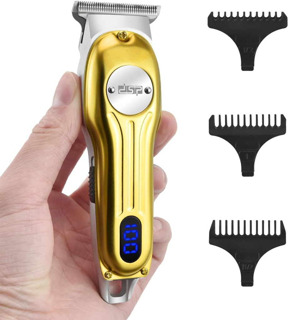 DSP Beard Trimmer for Men, Cordless Hair Clipper Shavers, Face Hair Trimmer for Beard & Mustache Trimming, Professional Haircut for Men Isıtma LED Ekran (Gold) için Kit