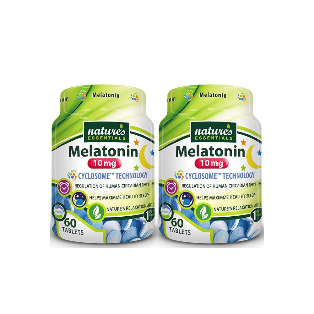 N:47'S ESSENTIALS Melatonin 10 mg | Immediate & Extended release | Advanced Cyclosome Liposomal Delivery | Non-GMO, Gluten Free, Vegetarian | 60 Tabletler (2 Paket)