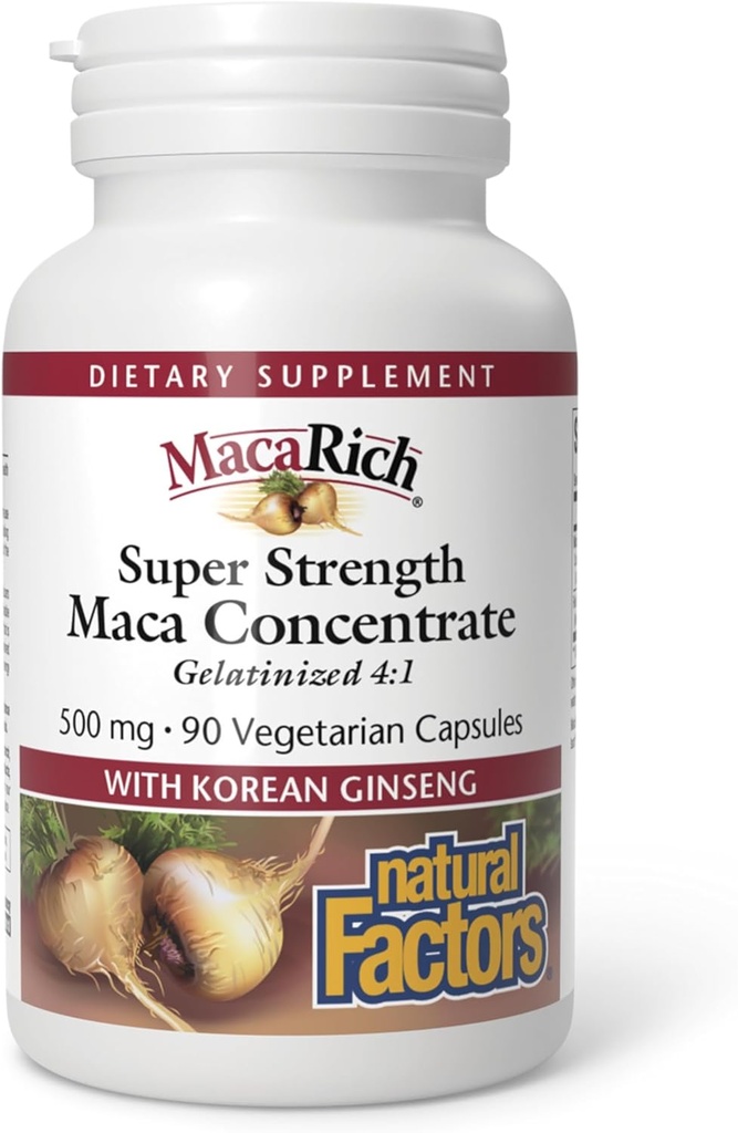 MacaRich by Natural Factors, Super Strength Power Maca, Superfruit Antioxidant Supplement with Ginseng, 90 κάψουλες (90 μερίδες)