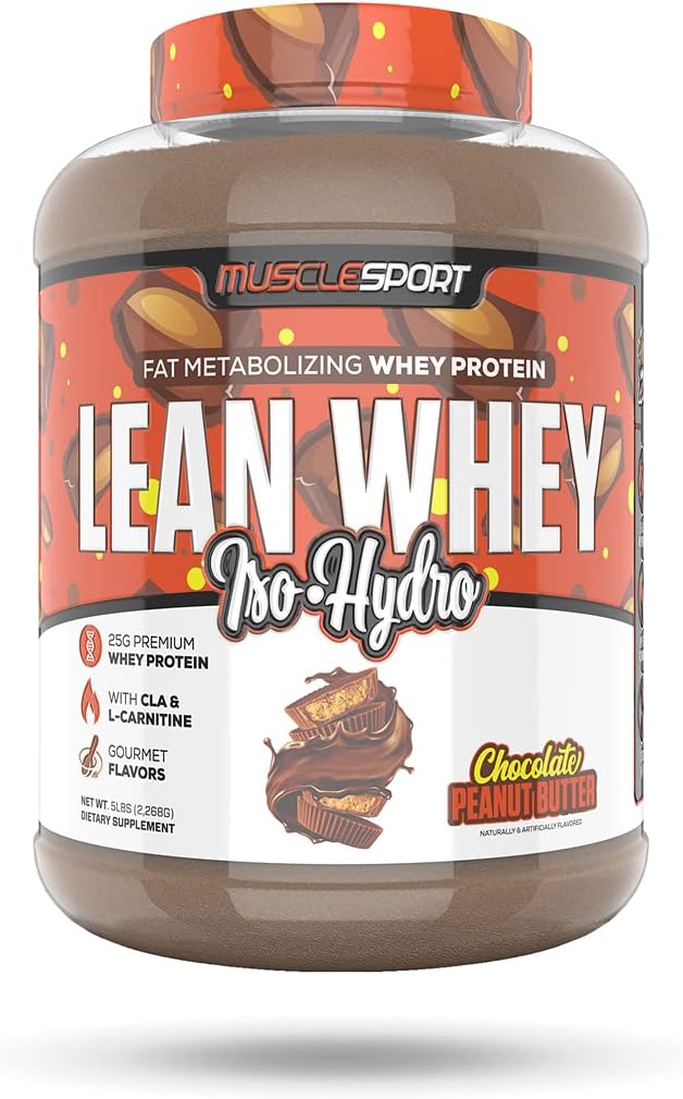 Mysclesport Lean Whey RevolutionTM Protein Powder - Whey Protein Isolate - Χαμηλή θερμίδα, χαμηλό λίπος, απίστευτη γεύση - 25g πρωτεΐνη ανά scoop - 5lb σοκολάτα φυστικοβούτυρο