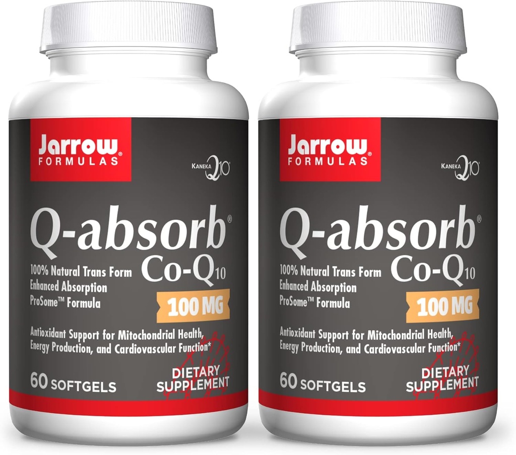 Jarow Formulas Q-Absorb Co-Q10 100 mg - 60 Softgels, Πακέτο 2 - Υψηλή Απορρόφηση Co-Q10 - Αντιοξειδωτική Υποστήριξη για τη Μιτοχονδριακή Ενέργεια Παραγωγή & Καρδιαγγειακή Υγεία - Μέχρι 120 Σύνολο Υπηρεσίες
