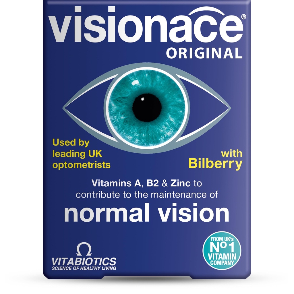 Vitabiotics Visionace Original - Διατροφική πολυβιταμίνη για την Κανονική Όραση Βιταμίνες Α, Β2 και Ψευδάργυρος - 30 δισκία