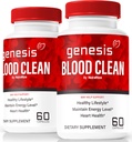 (2 Pack) Genesis Blood Clean Capsules - Επίσημη Φόρμουλα για την υποστήριξη Detox & Cleanse, Φυσική Υποστήριξη για την Ευζωία, Premium Genesis Health Blood Clean Pastillas (120 Κάψουλες)