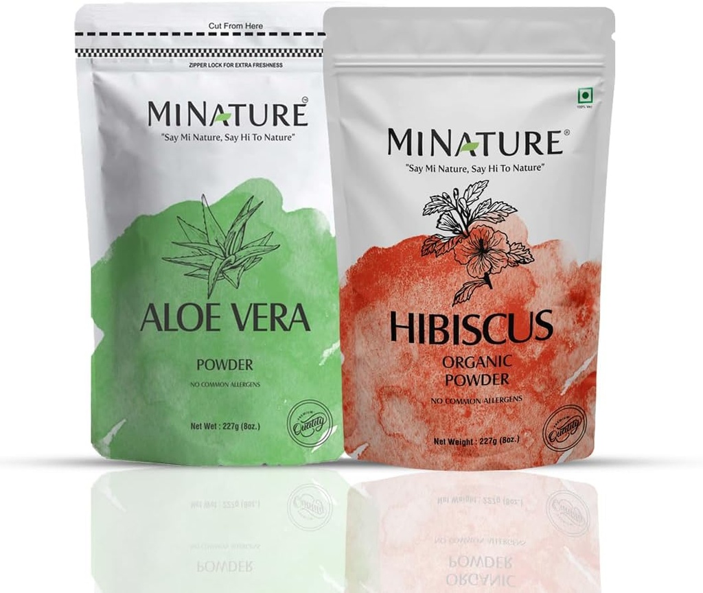 Saç bakımı minature tarafından açıldı | Aloe Vera Toz & Hibiscus Toz seti | 227g Every | Pure & Natural | Free From Chemical & Preservatives