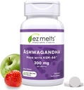 EZ Melts Dissolvable KSM-66 Ashwagandha, 300 mg, Sugar-Free, Stress, Sleep and Mood Support Supplement, 30-Day Supply, Apple Berry-Flavor - 1 Pack