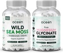 Organiks Ocean Wild Sea Moss Capsules ve Pure Glycinate ile çinko -% 100 İrlandalı Deniz Moss ve Kadınlar ve Erkekler için Magnezyum Supplement - Tiroid, Kas Cramps ve Sleep Support