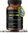 Mt. Angel Vitamins - Ψευδάργυρος Κιτρικό 50mg - Ψευδάργυρος 50 mg Χηλικός κιτρικός ψευδάργυρος - Φυσικά συμπληρώματα ψευδαργύρου Made in USA - 60 Vegetarian Tablets