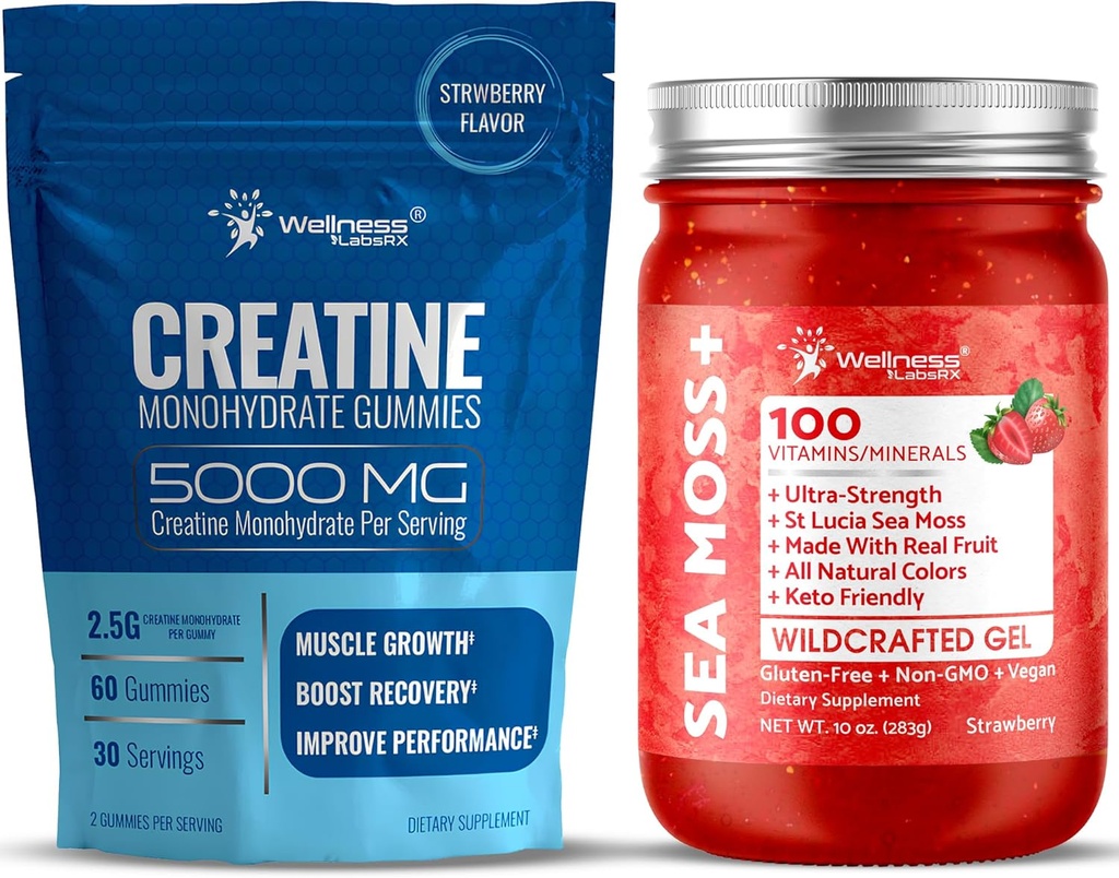 WELLNESS LABSRX Sea Moss Gel Strawberry with Tinatine Gummies