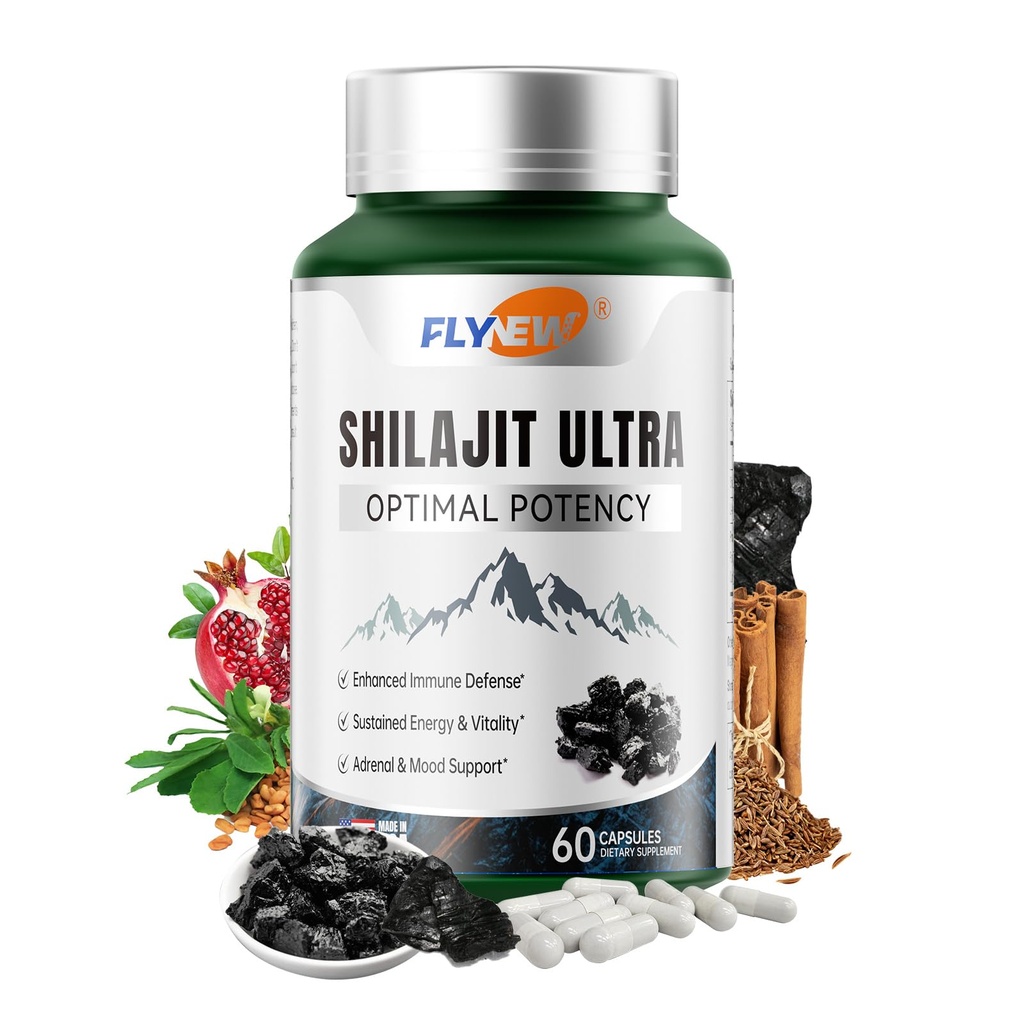 Erkekler Kadınlar için Shilajit, ABD'de 60 Capsules, 1,300 mg In Service, Stamina & Immune Support, Non-GMO, Made in USA, 60 Capsules, 1,300 mg