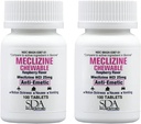 SDA LABORATUVIES Meclizine 25mg Chewable Tabletler, Anti-Emetic, Raspberry Flavor, Hareket Hastalığı ve Vertigo Relief for Nausea, Dizziness, Voing, Portre Travel Aid (2 Şişeler 100 Kont)