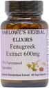 Barlowe's Herbal Elixirs Fenugreek Extract | 70% Furostanol Saponins | 600 mg per Capsule | 60 Vegi-Capsule | Non-GMO | Stearate Free | Glass Bottle