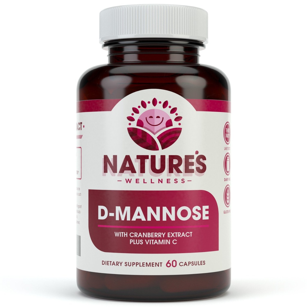 D MANNOSE, Cranberry Extract & Vitamin C - Urinary Tract UT Cleanse & Bladder Health - Urinary Tract Enfeksiyonları UTI - Doğal Sağlıklı Flush & Detox Impurities | 60 Veg Capsule