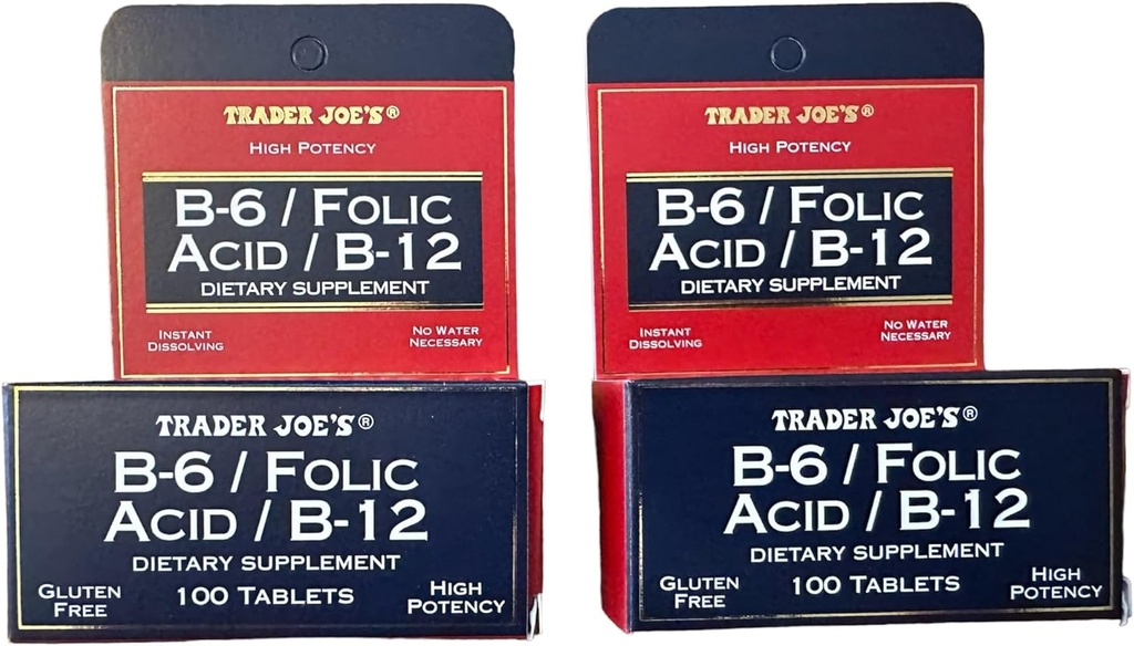 Trader Joe's B-6 / Folic Acid / B-12 Diyetsel Supplement (200 Tablet - 2 paket)