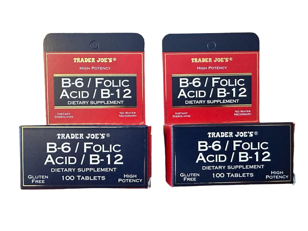 Trader Joe's B-6 / Folic Acid / B-12 Diyetsel Supplement (200 Tablet - 2 paket)