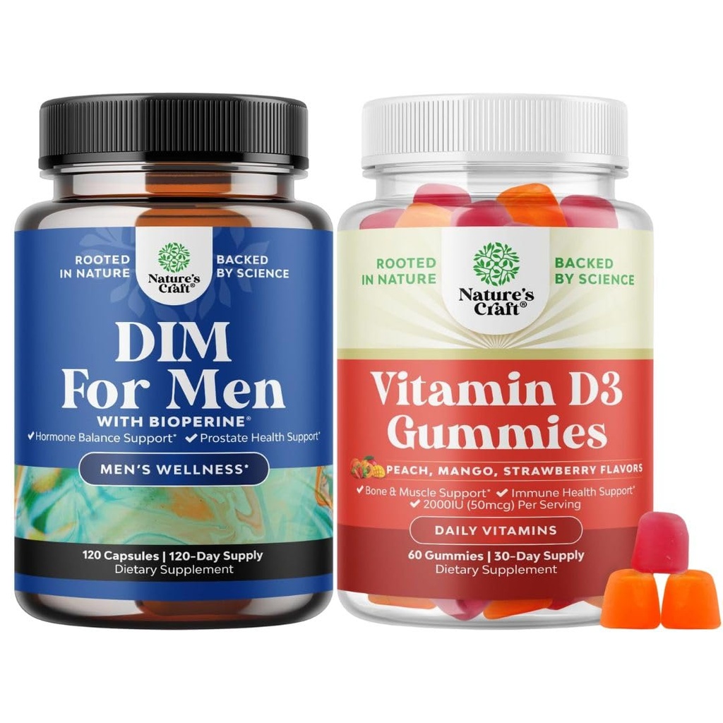 Δέσμη Advanced Diindolylmethane DIM συμπλήρωμα για άνδρες και βιταμίνη D3 Gummies για την καθημερινή ευεξία για τους μυς των οστών & ανοσοποιητική υποστήριξη