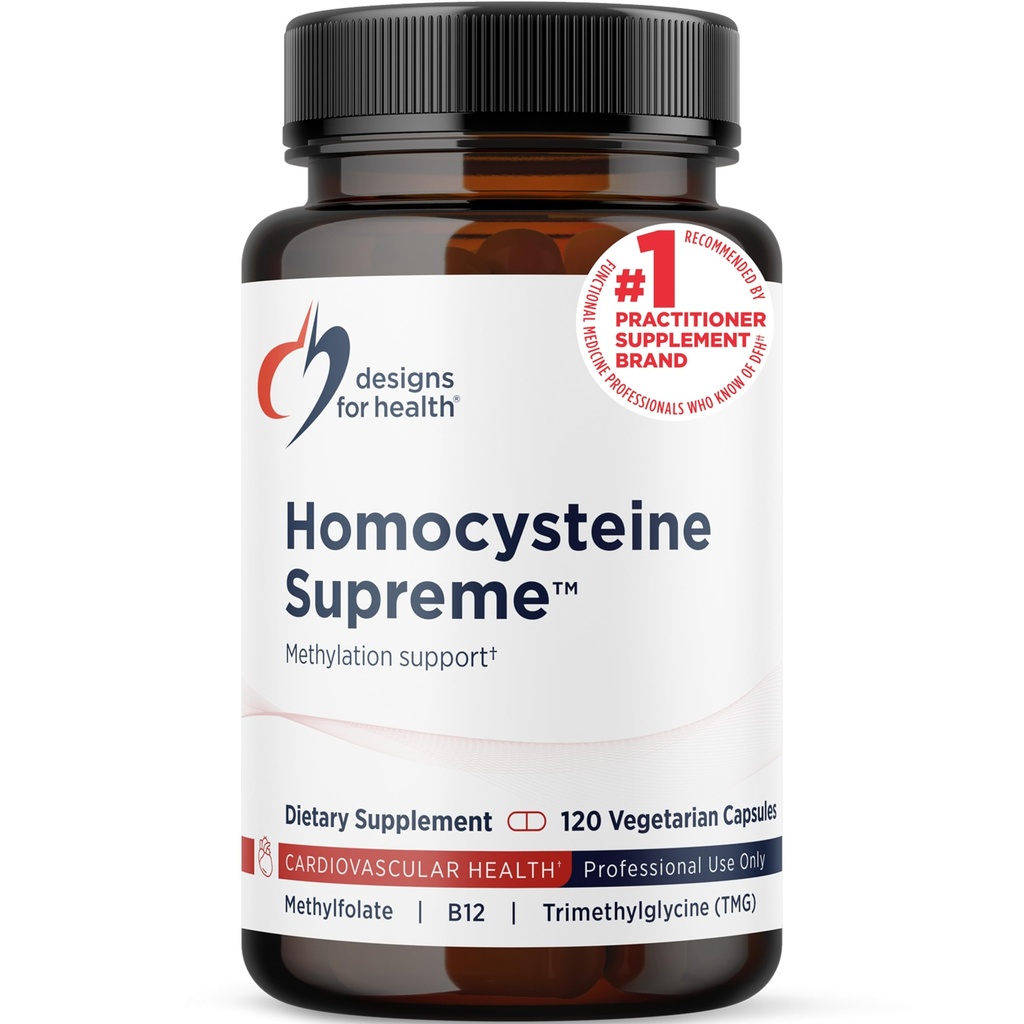 Sağlık Homocysteine Supreme için tasarımlar - Metovin, B6, B12, Folate, L-Serine & TMG Beyin Desteği ve Kalp Sağlığı için - Meden Çokvitamin (120 Capsules)