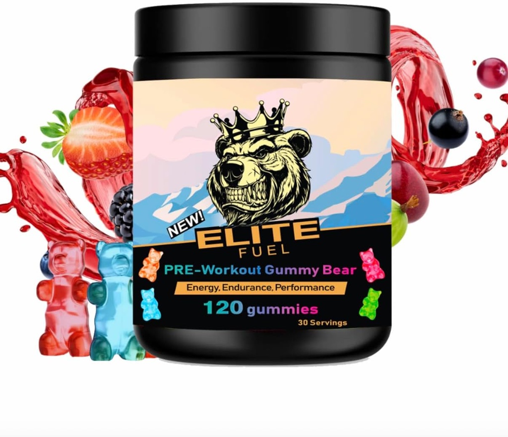 Pre Workout Gummies Elite Yakıt - Endless Energy, Instant Strength, Intense Pump, Geliştirilmiş Enerji Çıktısı ve İyi At Performansı, Endurance Performansı