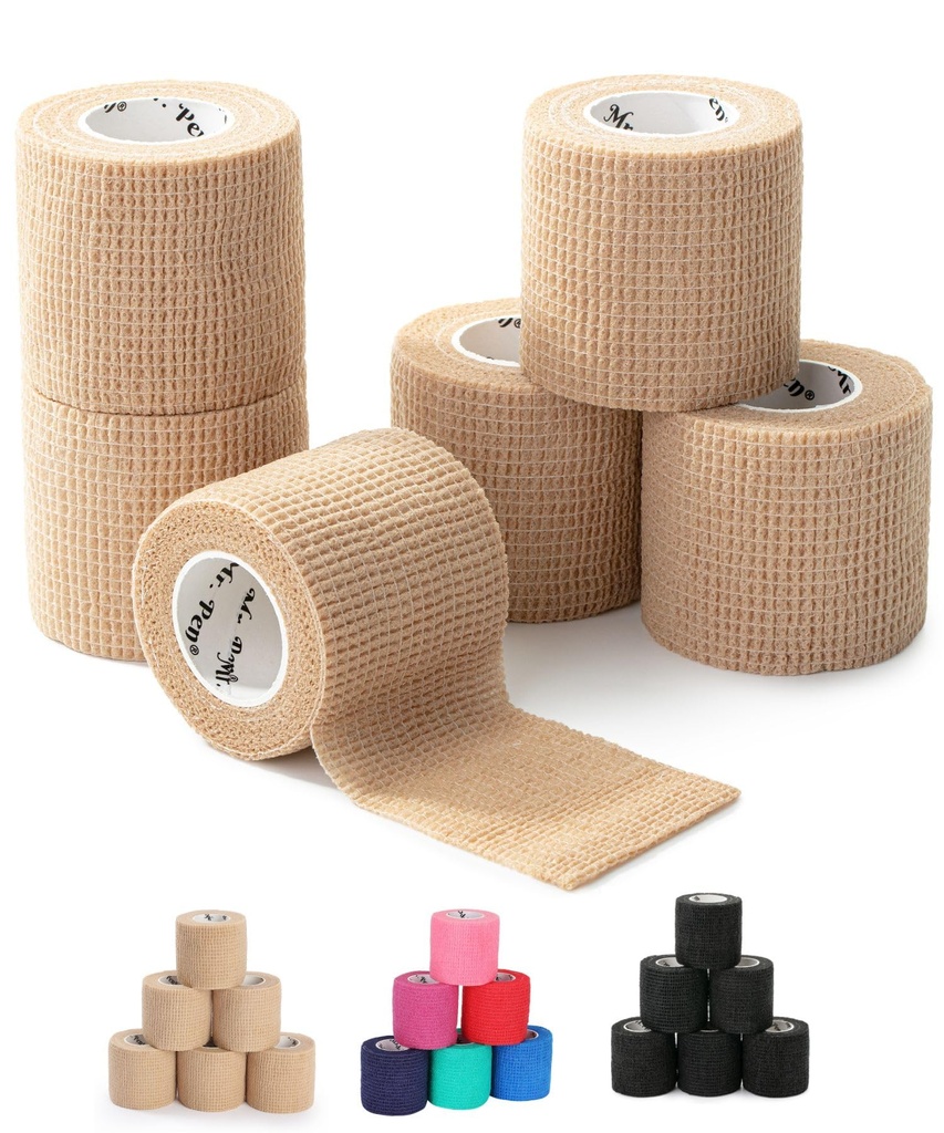 Bay Pen- Self Prestige Bandage, 6 Pack, Skin Colored, 2 " x 5 Yards, Cohesive Bandages, Medical Box, Elastic Bandage, Self Sticking Bandage Tape
