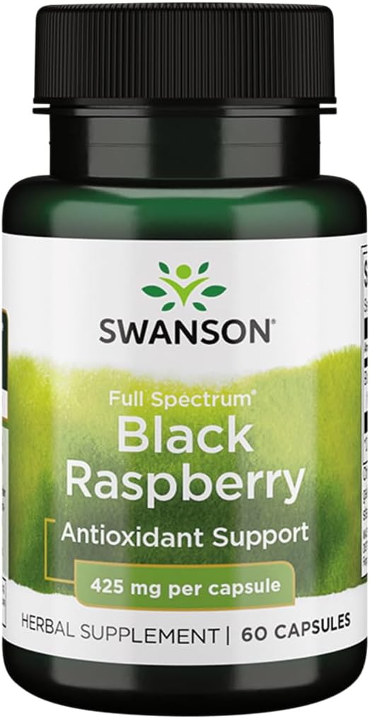 Swanson Black Raspberry - συμπλήρωμα βοτάνων Προώθηση Συνολική υποστήριξη ευεξίας - Φυσική πηγή των φλαβονοειδών & βιταμίνη C - (60 κάψουλες, 425mg έκαστο)