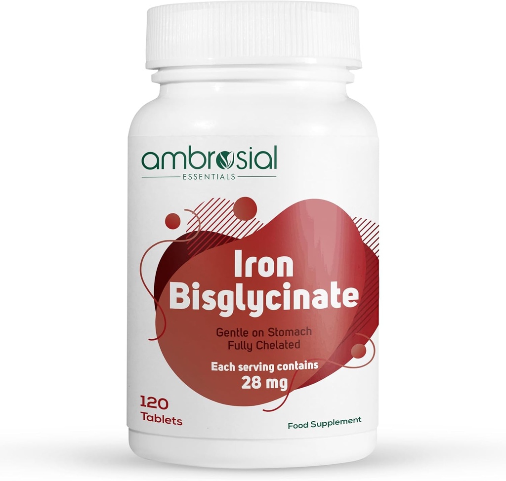Ambrosial Iron Bisglycinate 28Mg δισκία Συσκευασία των 1-120 δισκίων