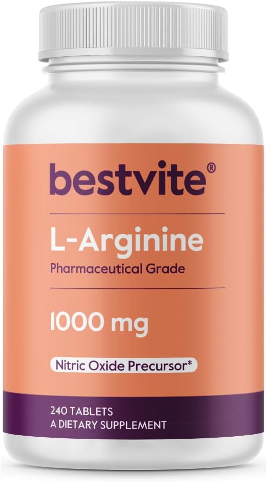 BESTVITE L-Arginine 1000 mg per Tablet (240 Tablet) - Farm Grade - Arginine HCl ile Karşılaştırmalı - Nitrik Çimento Precursor*