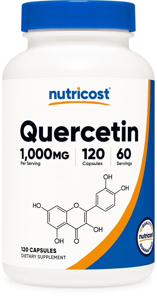 Nutricost Quercetin 1000mg, 120 κάψουλες - Κάψουλες χορτοφάγων, 60 εξυπηρετούν, 500mg ανά κάψουλα, μη ΓΤΟ, Χωρίς γλουτένη