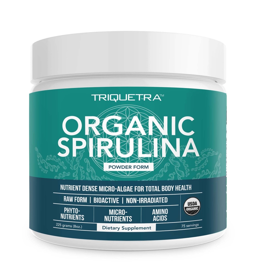 Organik Spirulina Toz - Parry® Spirulina ile yapılır, Üst Yükseklik ve Nutrient Irradiated - Blue-Green Algae Super Supplement - 75 Hizmet - 8 ozz