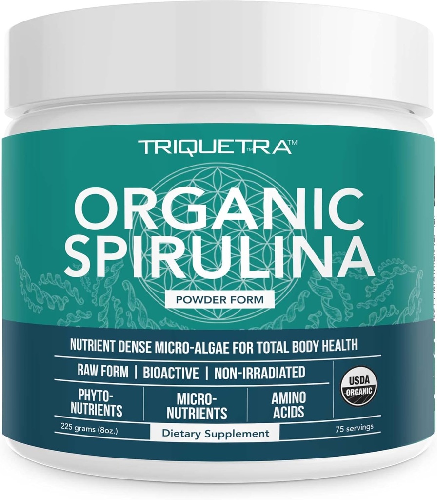 Organik Spirulina Toz - Parry® Spirulina ile yapılır, Üst Yükseklik ve Nutrient Irradiated - Blue-Green Algae Super Supplement - 75 Hizmet - 8 ozz
