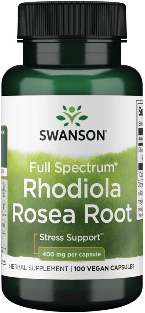 Swanson Rhodiola Rosea Root - Προσαρμοσμένο συμπλήρωμα βοτάνων που προωθεί την υποστήριξη ισορροπίας & στρες - Φυσική φόρμουλα για την ενεργειακή υποστήριξη - (100 κάψουλες, 400mg το καθένα)