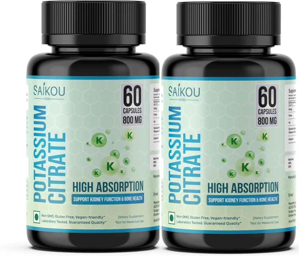 Üstte 800 mg Yüksek Absiyon Potasyum Tamamı - 120 Elyte Balance, Kidney ve Bone Health (2)