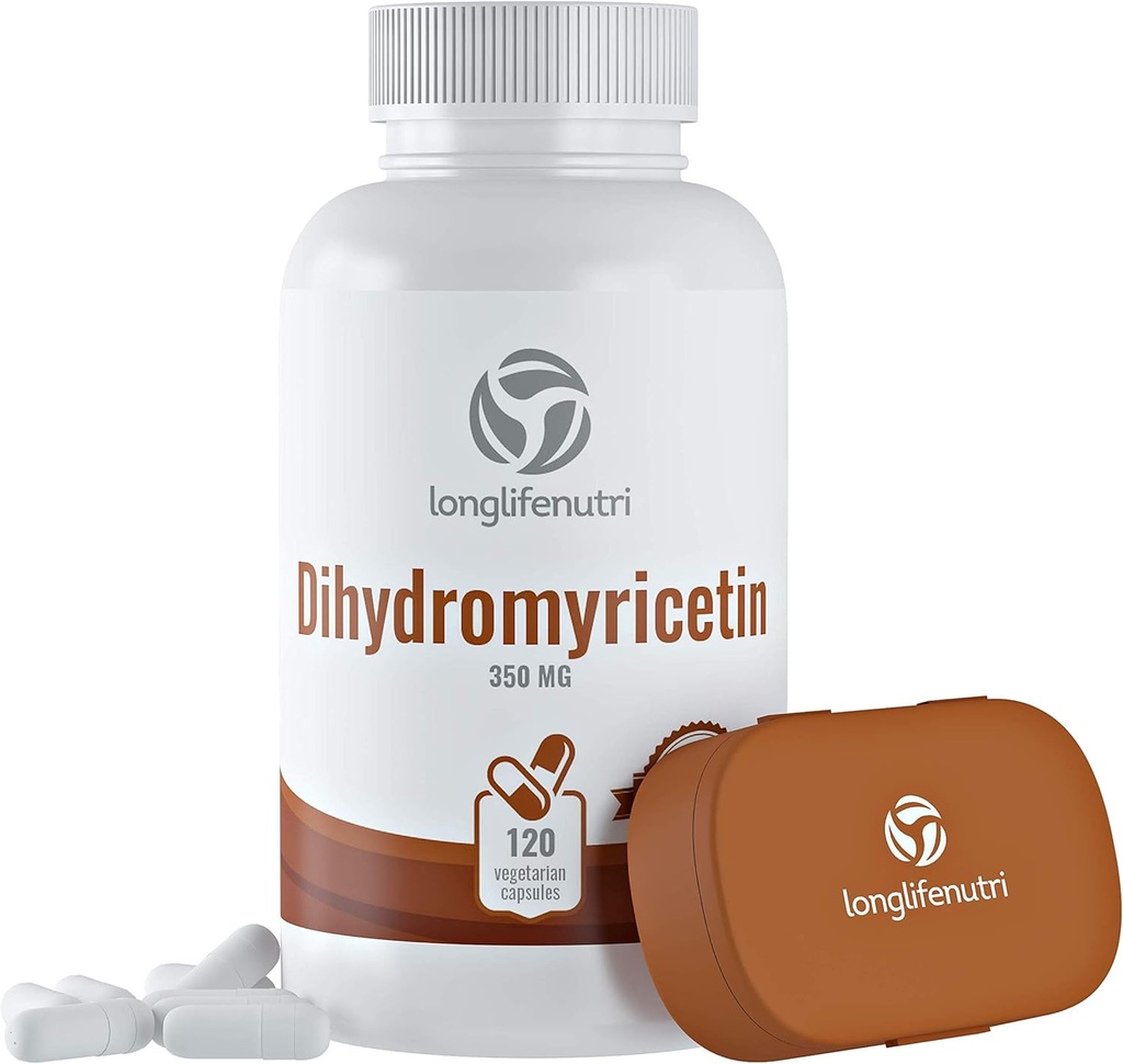 LongLifeNutri Dihidrmyricetin DHM 350 mg - 120 Vejetaryen Capsules - Hebal Supplement with Hovenia Dulcis Extract - Made in USA