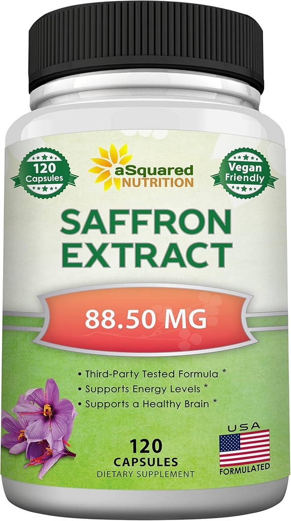 ASquared Beslenme Saffron Supplements - 120 Capsules - Saffron Extract Supplement Pills - Pure Saffron Alternative to Toz, Tea, Threads & Gummies