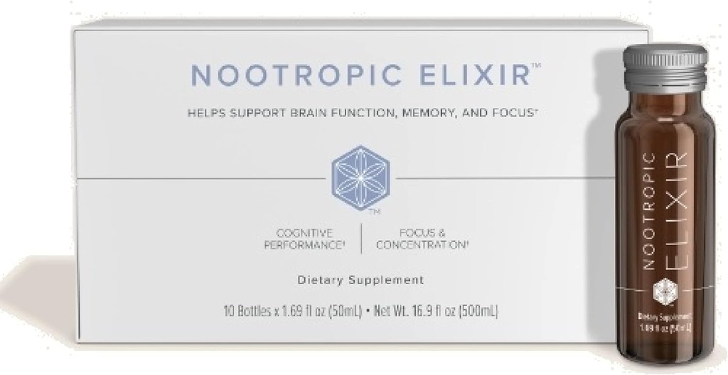 Isagenix Nootropic Elixir- Brain Health & Focus Supplement - Green Tea Extract ile Sağlıklı Bir Zihinset Desteklemek için Sıvı Supplement - 1.69 Oz Şişes (10 Count)