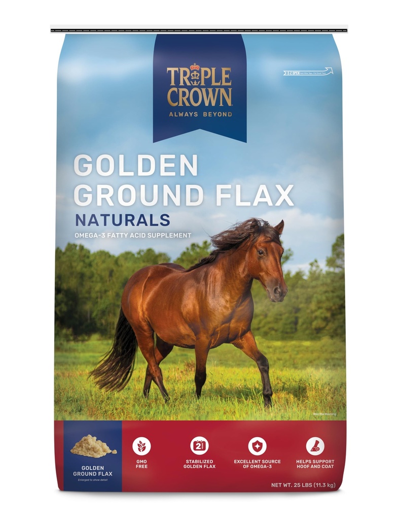 Triple Crown Golden Ground Flax, Atlar için Flax, Atlar için Flax, Omega 3 Equine Supplement, 25 lbs