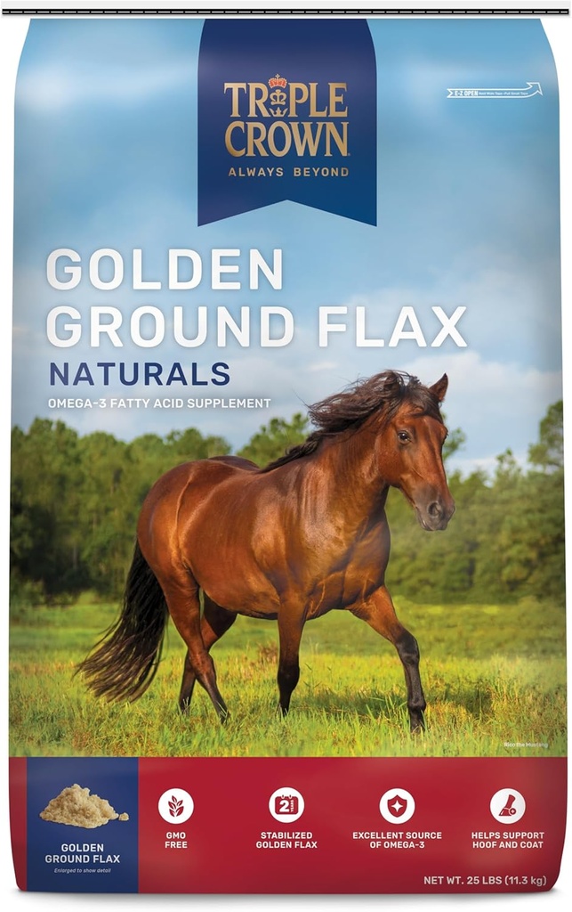 Triple Crown Golden Ground Flax, Atlar için Flax, Atlar için Flax, Omega 3 Equine Supplement, 25 lbs