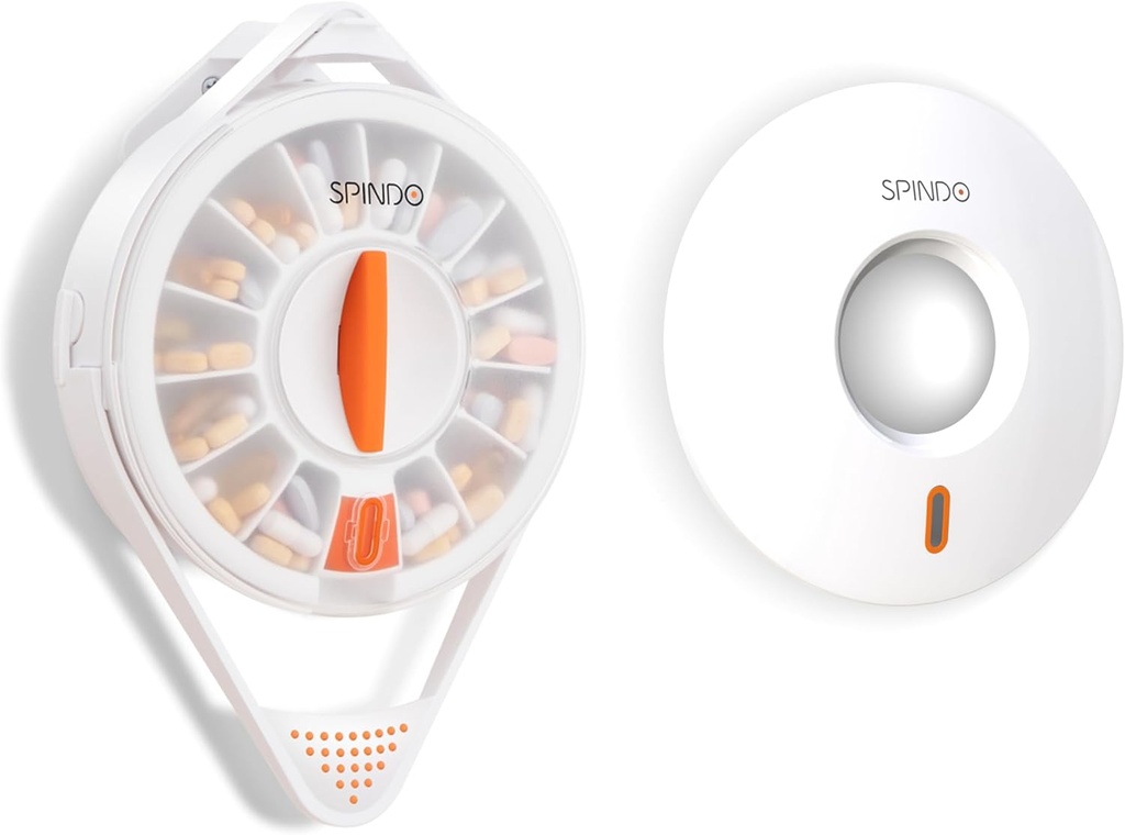 Fullicon Light Proof Combo, Weekly Pill Dispenser Organizer with Private Solid Lid, 14 Large Compartments and Child-Proof Lock, Spindo Medicine Dispenser Vitamin/Tablet/Supplement for Hλικιωμένοι (White)