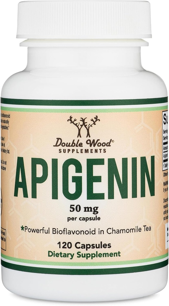 Apigenin Supplement - 50 mg per Capsule, 120 Kont (Gluten Free) Çift Wood (Gluten Free) için Senolytic Flavonols (Gluten Free)