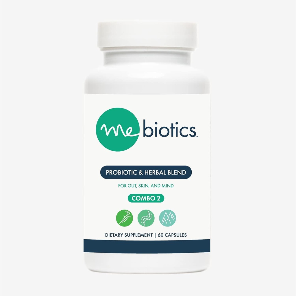 Microbiome Labs Mebiotics Probiotic & Herbal Supplement Συνδυασμός 2 - Bacillus Subtilis + Lemon Balm για το δέρμα + Gut Health - Στοματικά προβιοτικά για την υποστήριξη των ούρων, του μυαλού, & του δέρματος (60 κάψουλες)
