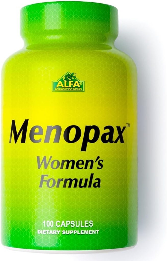 ALFA VITAMINS Menopax Women's Formula, Gluten Free Vitamin for Menstrual Health and General Wellness, Supports Joints, Energy, and Cycle Balance, Diyetary Supplement for Women, 100 Capsules