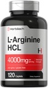 Horbäach L-Arginine HCL 4000 mg | 120 Caplets | Amino Asit for Men and Women | Nitrik Çimento Supplement | Vegetarian, Non-GMO, Gluten Free Supplement Supplement