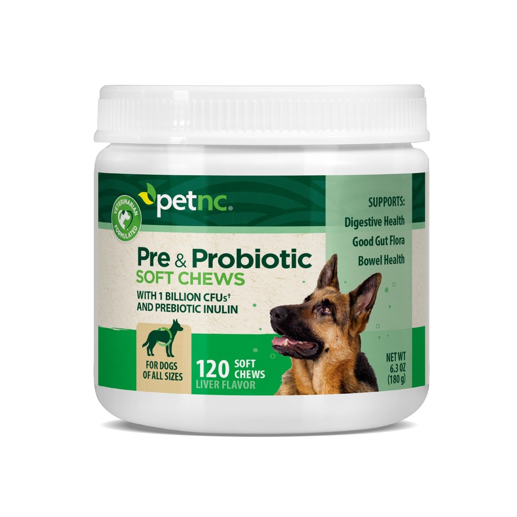 PetNC Natural Care Liver Flavor,Cheese Pre & Probiyotik Soft Chews for Dog 120 ct (Pack of 1) (Package May Vary)