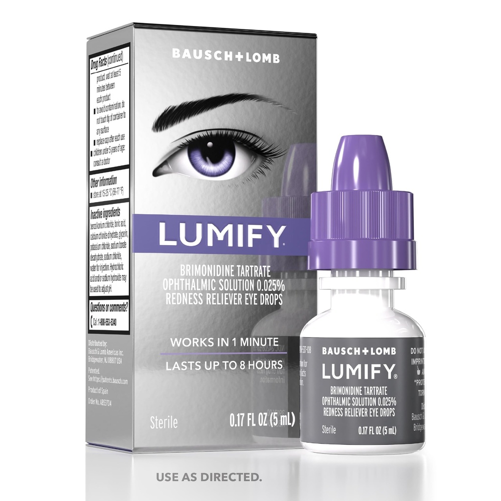 LUMIFY Eye Red Eyes, Redness Reliever for Brighter Ara Eyes, 1 Minute & Lasts Up to 8 Hours, Eye Drops, 0.17 Fl Oz (5 mL)