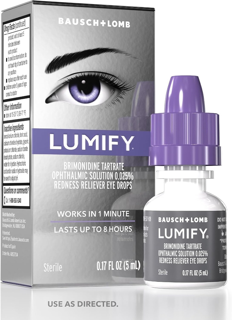 LUMIFY Eye Red Eyes, Redness Reliever for Brighter Ara Eyes, 1 Minute & Lasts Up to 8 Hours, Eye Drops, 0.17 Fl Oz (5 mL)
