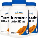 Nutricost Turmeric Curcumin Pills (3 Paket) BioPerine ve% 95 Curcuminoids, 2300 mg, 120 Capsules, Veggie Capsules, 767mg Per Cap, 40 Hizmet, Gluten Free, Non-GMOMO