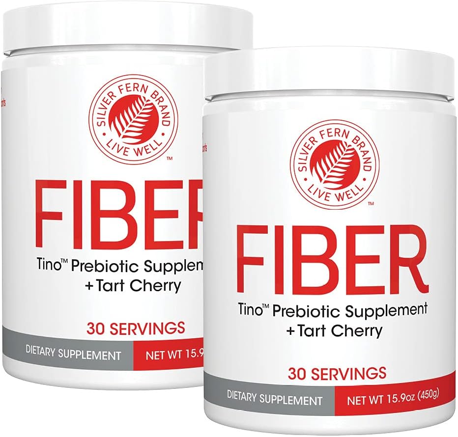Tino High Fiber Supplement Toz - Non-GMO, Pre-Biotic, Water uli, Digestive Friendly, Tozlu Mix - Su Ekle, Suyu, Shakes, Cereal & More (2 Canisters - 15.9 Oz. ea.)