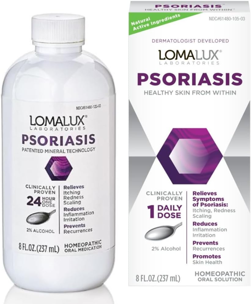 Loma Lux Psoriasis Relief Natural w/Minerals - Multi-Symptom Relief - Κλινική Αποδεδειγμένη Θεραπεία Δερματολόγος Αναπτύχθηκε για Ψωρίαση Βούλγαρη, Σμηγματορροϊκή Δερματίτιδα, Scalp, Αντίστροφοι Τύποι - 8 Fl Oz