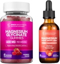 Magnezyum Glycinate / Yetişkinler, Uyku, Rahatlama ve Focus, Karma Berry Flavor & Liquid ile Magnezyum Citrate & Taurate, Strawberry Flavor