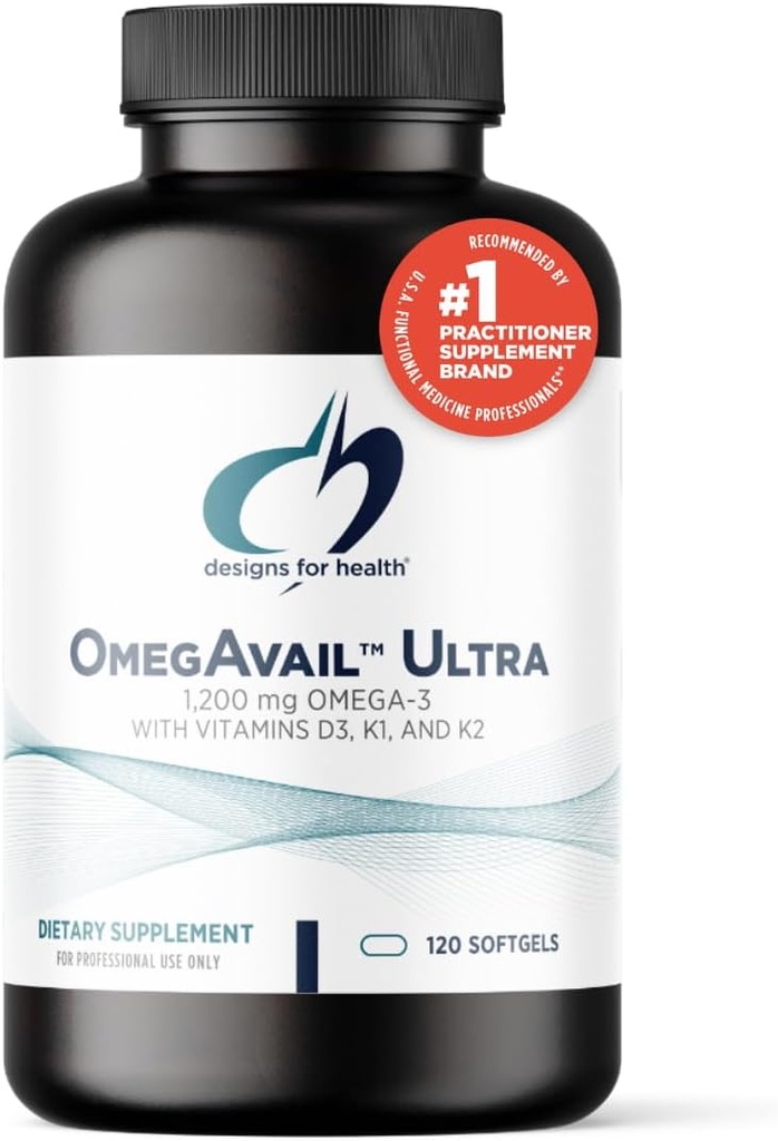 Sağlık OmegAvail Ultra TG Balık Yağı 1200 mg - 1000 IU Vitamin D3, Vitaminler K1 + K2 - Triglyceride Omega 3 Balık Yağı DHA/EPA ile Tamamlandı - Balık Aftertaste (120 Softgels)